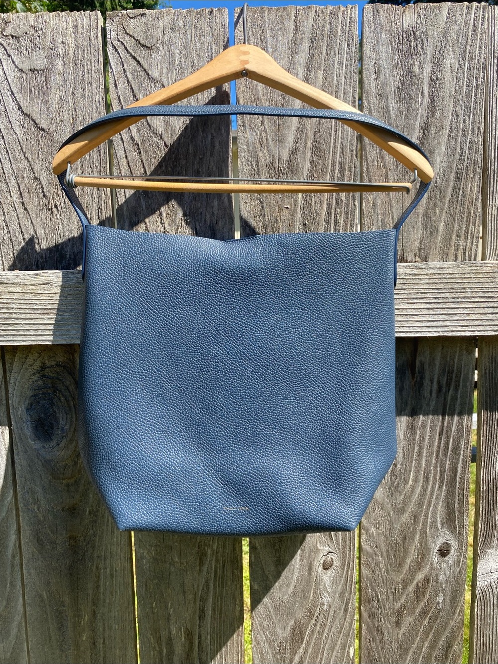 MANSUR GAVRIEL EVERYDAY CABAS LEATHER BLUE POSITANO - Picture 5 of 16